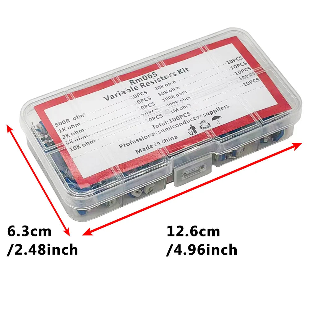 100Pcs RM065 Variable Resistors 10 Values Electronic Component Durable And Accurate