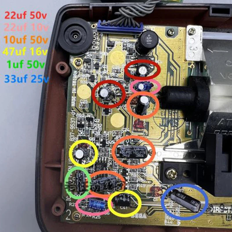Capacitors For Sega Gamegear Gg Motherboard Capacitors Repair Replacement