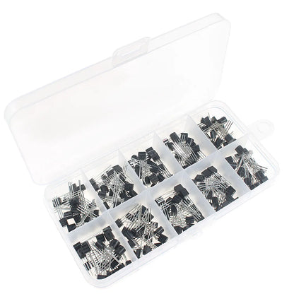 50-900PCS Transistors kit NPN PNP S8050 S8550 S9012 2N3904 2N3906 C1815 A1015 MJE13001 BC327 BC337 BC517 BC547 BC548 BC549 BC558
