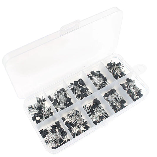50-900PCS Transistors kit NPN PNP S8050 S8550 S9012 2N3904 2N3906 C1815 A1015 MJE13001 BC327 BC337 BC517 BC547 BC548 BC549 BC558