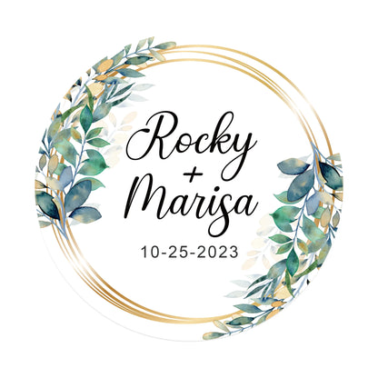 100 Pcs Personalized Round Label Stickers Custom Stickers of Name Date Thank You,for Bridal Shower Wedding Party Favors