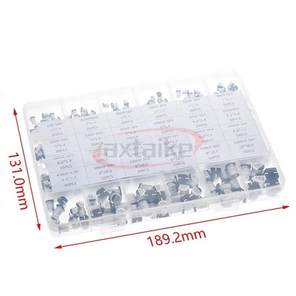 400Pcs 1UF~1000UF 10V 16V 25V 35V 50V 100V 24 Value 47uF 680uF SMD Aluminum Electrolytic Capacitors Assortment Kit + Box