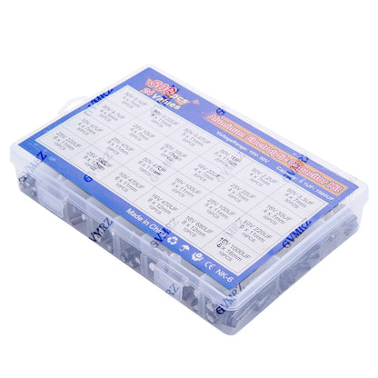 500PCS/lot 16-50V mix Electrolytic capacitor Assorted kit and storage box 0.1UF-1000UF 24Values Aluminum Electrolytic Capacitors