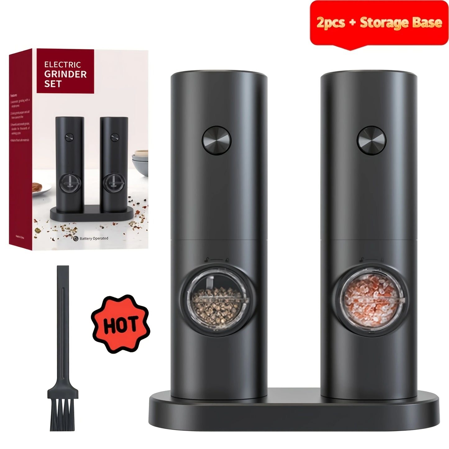 1pcs/2pcs Electric battery Automatic Salt And Pepper Grinder Set Rechargeable Gravity Spice Mill Adjustable Kitchen Tools