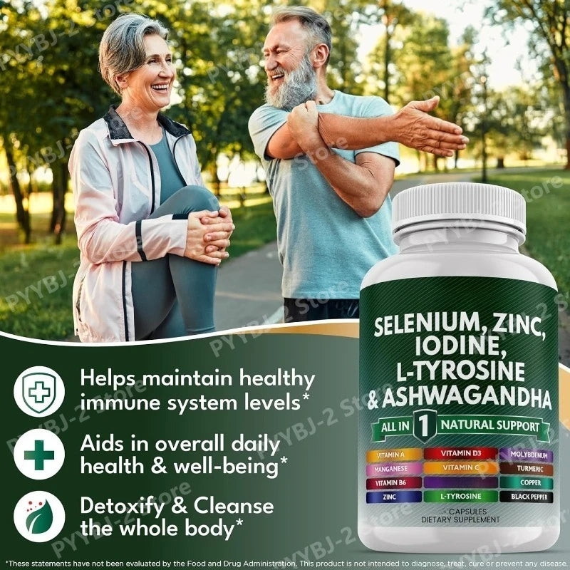 120 Count Multimineral Vitamin Capsules with Selenium Zinc Iodine L-TyrosineTurmeric Silica Supplement Daily Nutrition Support