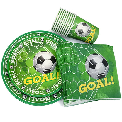 Green Football Birthday Disposable Tableware Set Soccer Paper Plate Cups Napkins For Kids Birthday Sport Party Decor Baby Shower