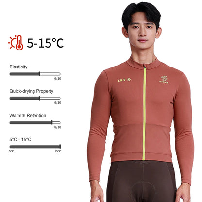 INBIKE Men's Thermal Fleece Long Sleeve Cycling Jersey Autumn Winter Windproof Breathable Jackets for Road Bike Riding Clothing
