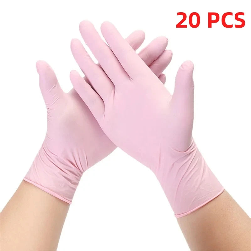 20/50/100PCS Pink Nitrile Gloves Disposable Powder Free Latex Gloves for Household Cleaning Beauty Salon Working Kitchen Gloves