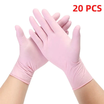 20/50/100PCS Pink Nitrile Gloves Disposable Powder Free Latex Gloves for Household Cleaning Beauty Salon Working Kitchen Gloves