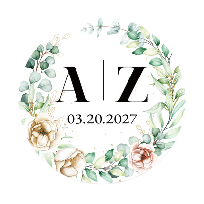 100 Pcs Personalized Round Label Stickers Custom Stickers of Name Date Thank You,for Bridal Shower Wedding Party Favors
