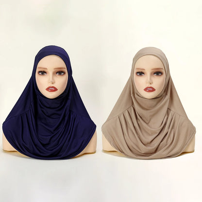 2/Pcs Crystal Hemp Wrinkle Hijab Instant Hijab Muslim Innerscarf For Woman Under Cap Hat Lady Solid Soft Headscarf Modal Jersey