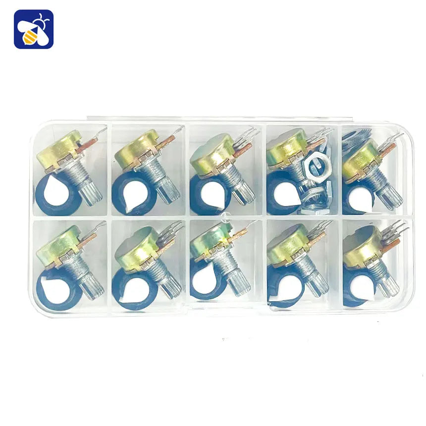 10 Kinds WH148 Single Potentiometer Kit Adjustable Resistor 1K/5K/10K/20K/50K/100K/250K/1M Slide Resistor With Switch Cap