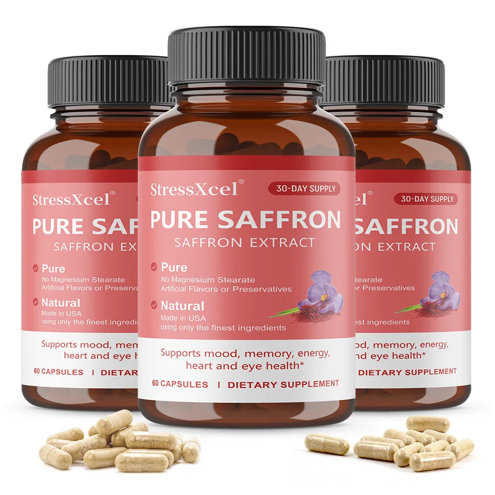 Saffron Supplement, Protects Eye Health, Improves Dull Skin Tone, Promotes Blood Circulation, and Boosts Metabolism