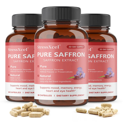 Saffron Supplement, Protects Eye Health, Improves Dull Skin Tone, Promotes Blood Circulation, and Boosts Metabolism
