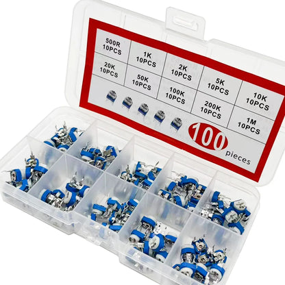 100Pcs RM065 Variable Resistors 10 Values Electronic Component Durable And Accurate