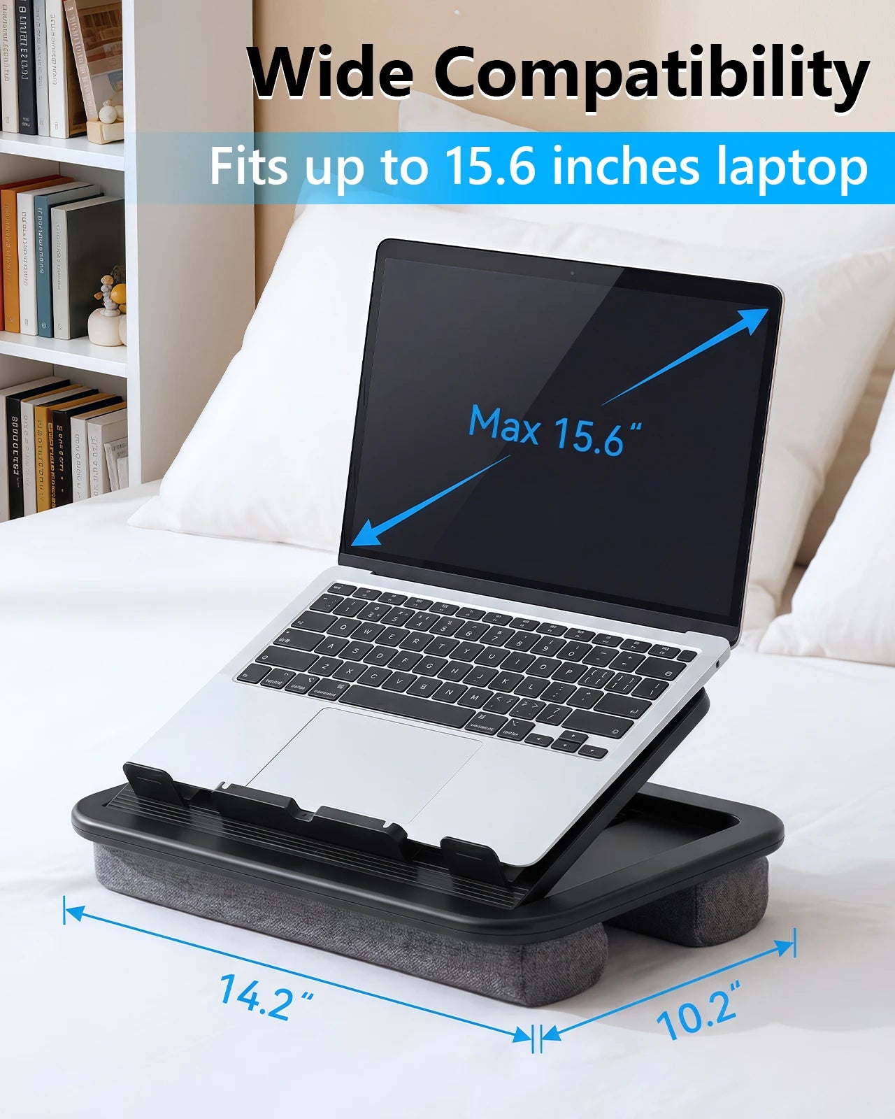 Oatsbasf  Laptop Lap Desk for Office with Soft Cushion Adjustable Lap Desk Portable Tablet Laptop Holder for Max 15.6" Notebook