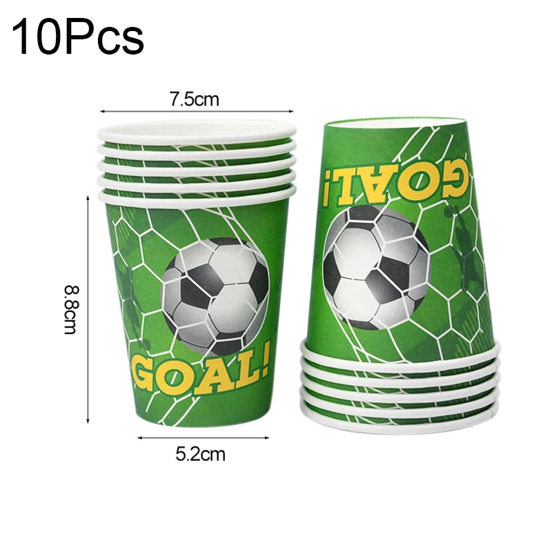 Green Football Birthday Disposable Tableware Set Soccer Paper Plate Cups Napkins For Kids Birthday Sport Party Decor Baby Shower