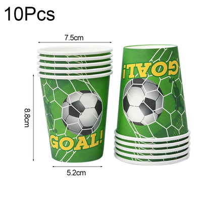 Green Football Birthday Disposable Tableware Set Soccer Paper Plate Cups Napkins For Kids Birthday Sport Party Decor Baby Shower