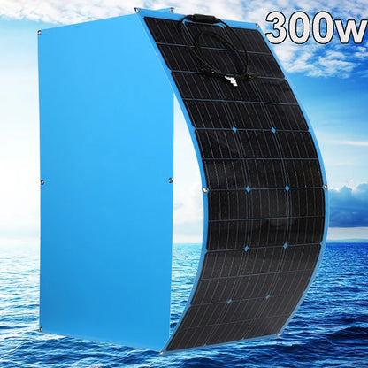 Solar Panel Kit 300W 600W 12V Battery Charger Flexible Solar Energy Power with 60A Controller Outdoor for Car RV Marine Camper