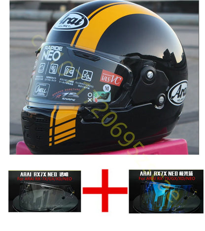 RAPIDE NEO Japanese Mode Full Face Helmet,For Harley Motorcycle And Cruise Motorcycle Protective Helmet,Bright Black Yellow