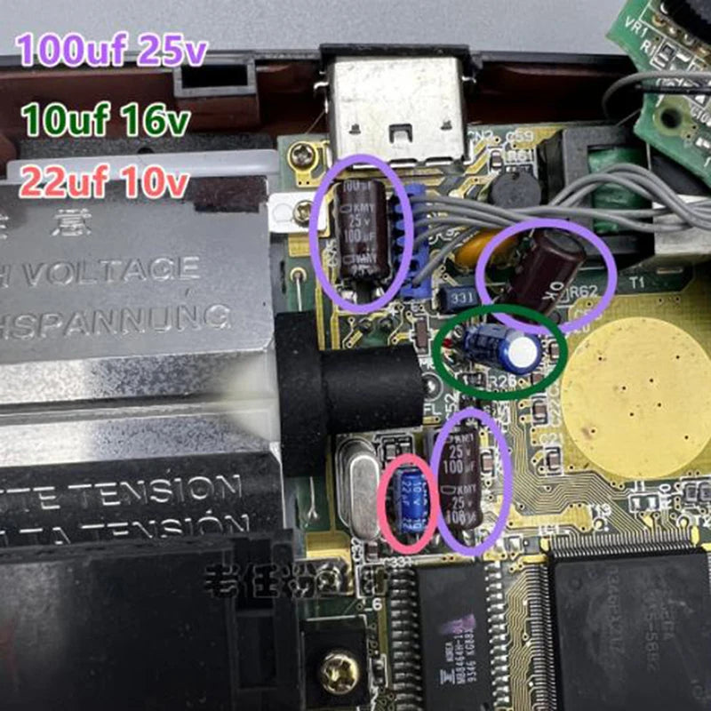 Capacitors For Sega Gamegear Gg Motherboard Capacitors Repair Replacement