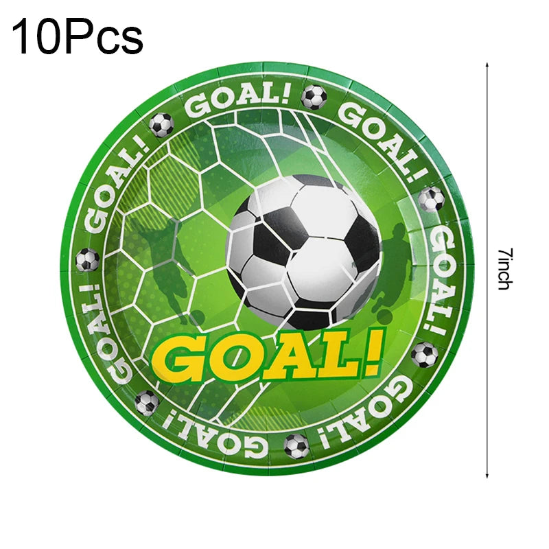 Green Football Birthday Disposable Tableware Set Soccer Paper Plate Cups Napkins For Kids Birthday Sport Party Decor Baby Shower