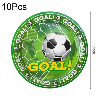 Green Football Birthday Disposable Tableware Set Soccer Paper Plate Cups Napkins For Kids Birthday Sport Party Decor Baby Shower