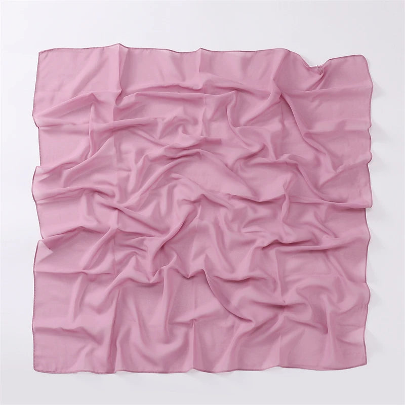 Muslim Chiffon Hijab Scarf Solid Color Square Head Wrap For Women Hijabs Scarves Jersey Hijabs Islamic Turban Headband Shawl