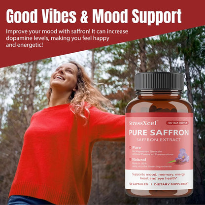 Saffron Supplement, Protects Eye Health, Improves Dull Skin Tone, Promotes Blood Circulation, and Boosts Metabolism