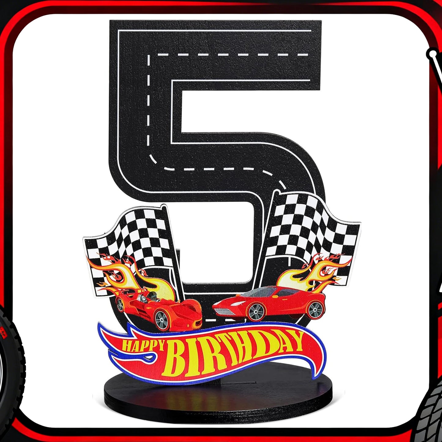 1pcs Race Car 1-9th Birthday Number Sign Centerpiece Race Car Theme Birthday Party Supplies Wooden Table Decoration Photo Props