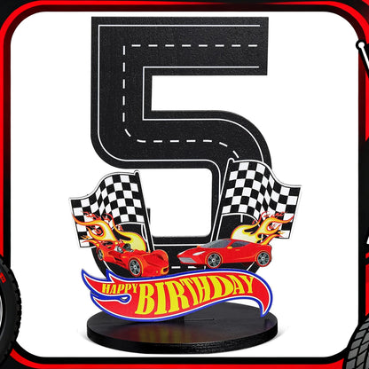 1pcs Race Car 1-9th Birthday Number Sign Centerpiece Race Car Theme Birthday Party Supplies Wooden Table Decoration Photo Props