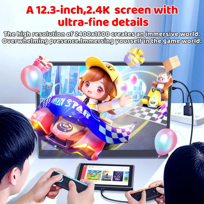 HAILESI S123 Portable monitor 12.3 inches, 2.4K,2400x1600,Switch 2 Dock Not Required,OTG Compatible, 3:2 Screen 380nit