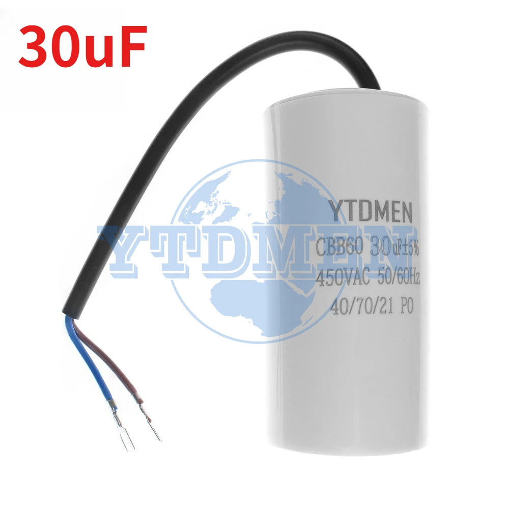 CBB60 Capacitor 450V AC Motor Run Capacitors 4UF 6UF 8UF 10UF 12UF 18UF 20UF 30UF 40UF 50UF 60UF for Washing Machine, Water Pump