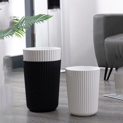 Trash Can Plastic Wastebasket Round Garbage Container Bin for Bathroom Kitchen Bedroom Home Office College Dorm
