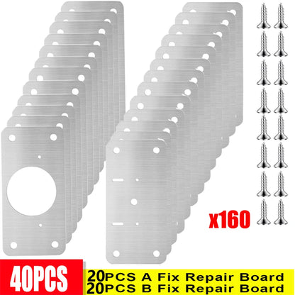 40/2pcs Hinge Repair Plate Furniture Drawer Cabinet Repair Fixing Plate Kitchen Cupboard Door Hinge Mounting Kit Household Tool