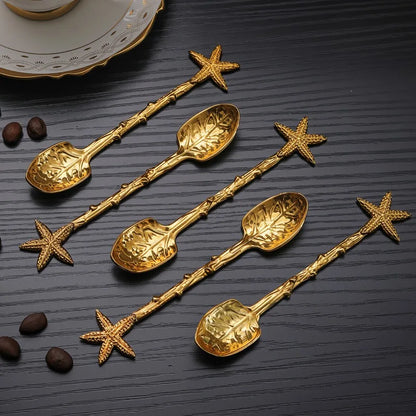 Creative Retro Hotel Family Dessert Coffee Spoon Ice Cream Tools Creative Royal Style Flatware Metal Spoon Kitchen Accessories