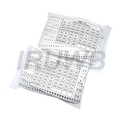 1500PCS/Set Resistors Assorted Set SMD 60 Values X 25Pcs 0R-10M Ohm 1% High Precision Film Chip Resistance Kit 0603 0805