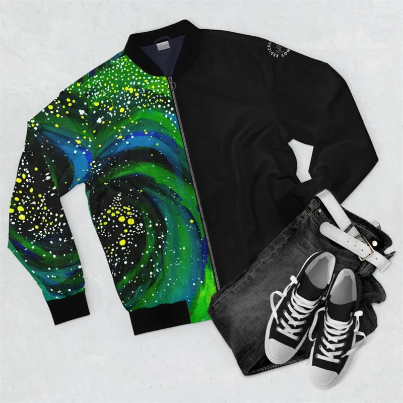 Harajuku Y2K Zipper Golf Coat For Men Fashion Bomber Jacket Stripe Men's Pullovers 3d Jersey Sweatshirt Long Sleeve Jackets 2024