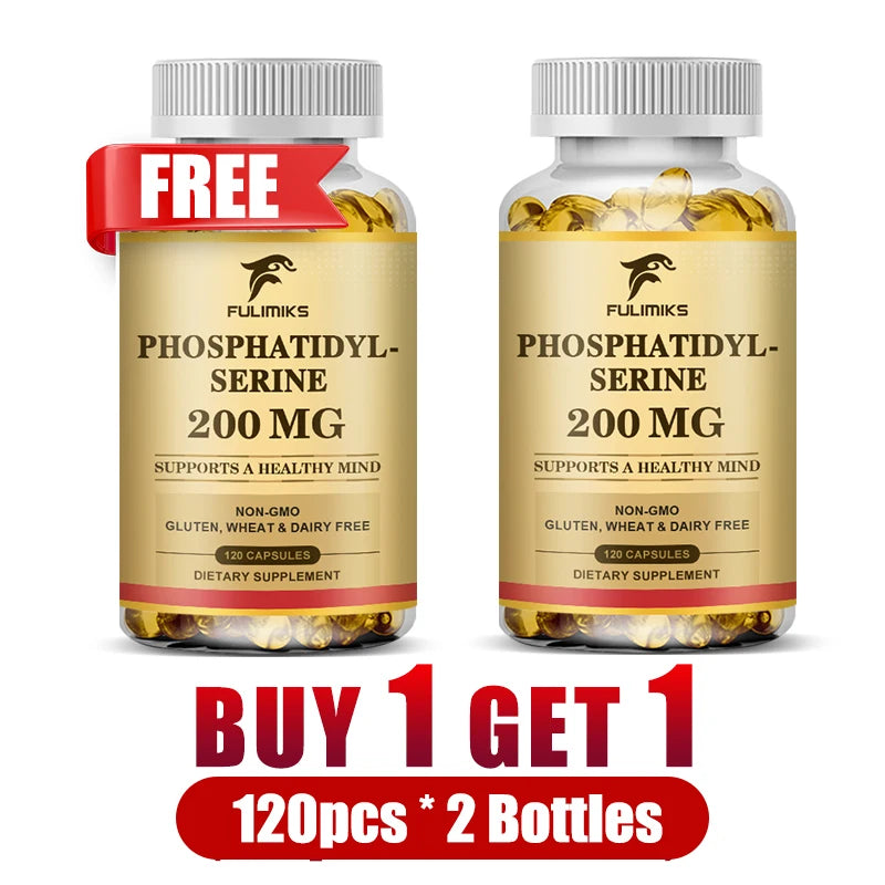 Buy 1 Get 1 Free! Advanced Phosphatidyl Serine Supplement, for Brain & Memory, Cortisol Manager for Stress Relief & Mental Focus