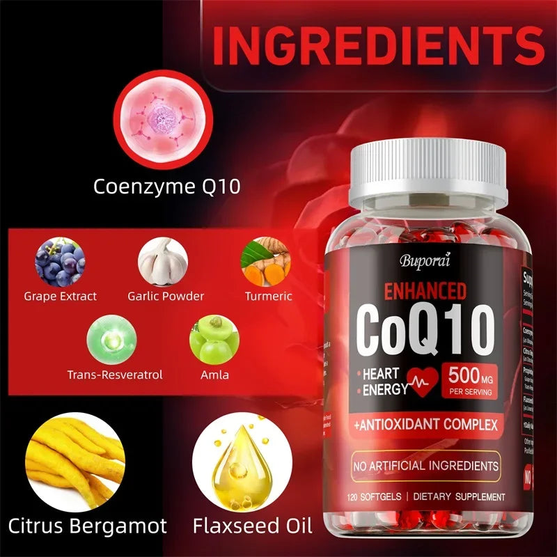 CoQ10 Supplement - Super Absorption, Antioxidant, Good for Heart Health and Energy Production, Coenzyme Q10 Vitamin