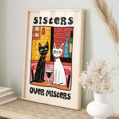Retro Kitchen Canvas Poster Cat Chef Art Print Dishes Wall Art Pictures for Bedroom Kitchen Home Decoration Gift Idea