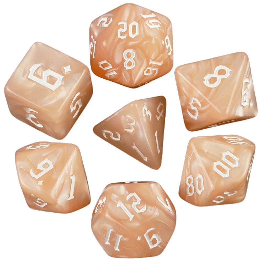 DND 7pcs Polyhedral Dice Set Pearl Swirl for Role Playing Table Games Party Supplies