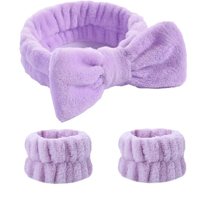1/2/3Pcs Face Wash Absorbent Wristband Headband Hair Accessories Set Women Girls Coral Fleece Hair Bands Cuff Waterproof Bands