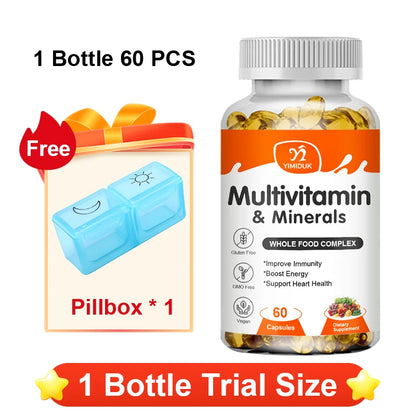 Multivitamin & Minerals Supplement,with Probiotics, Supports Digestive Health, Immunity, Heart Function, Energy & Antioxidant