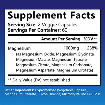 Magnesium Complex - Magnesium Glycinate, Magnesium Malate, Supports Muscle, Bone Health, Sleep Quality, Relieves Anxiety
