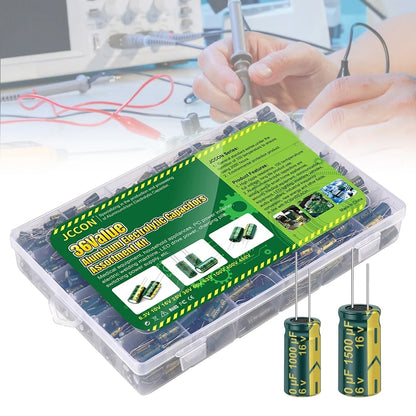 15/24/36 Values 225Pcs Aluminum Electrolytic Capacitors Aluminum Electrolytic Capacitors Assortment Kit for DIY Projects
