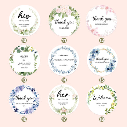 100 Pcs Personalized Round Label Stickers Custom Stickers of Name Date Thank You,for Bridal Shower Wedding Party Favors