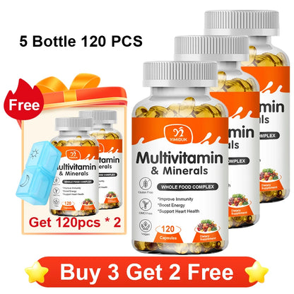 Multivitamin & Minerals Supplement,with Probiotics, Supports Digestive Health, Immunity, Heart Function, Energy & Antioxidant