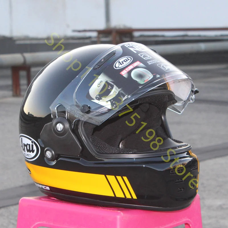 RAPIDE NEO Japanese Mode Full Face Helmet,For Harley Motorcycle And Cruise Motorcycle Protective Helmet,Bright Black Yellow
