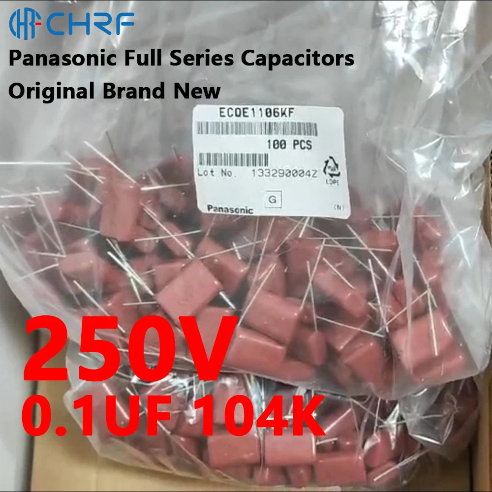 Panasonic ThinFilm Capacitors ECQE2104KF 250V 0.1UF 104K Polypropylene Film Capacitor CBB Capacitors